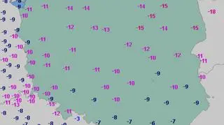 Temperatura powietrza w poniedziałek 8 lutego o godzinie 6