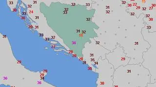 Temperatura w Bośni i Hercegowinie w piątek 14 czerwca o godzinie 16