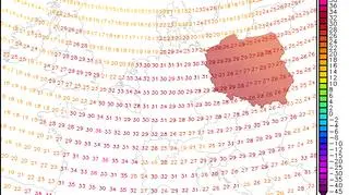 Temperatura w czwartek 12 lipca po południu (model GFS/wetter3.de)