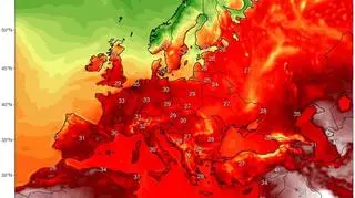 Temperatura w Europie w czwartek 12 lipca (model GFS/ University of Maine) 