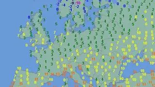 Temperatura w Europie w piątek rano (wetteronline.de)