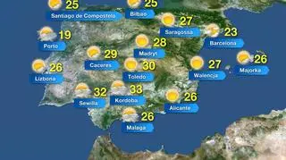 Temperatura w Hiszpanii w czwartek
