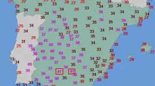 Temperatura w Hiszpanii (wtorek 13.06.)