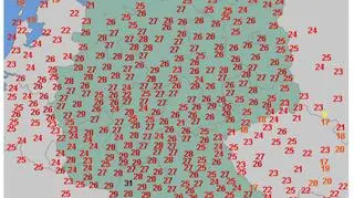 Temperatura w Niemczech 9 maja o godzinie 16.30 (wetteronline.de)