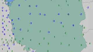 Temperatura w Polsce 10 kwietnia o godzinie 5.30 (za wetteronline.de)