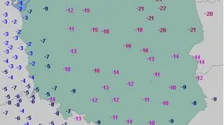 Temperatura w Polsce 17 stycznia o godzinie 7.30 (wetteronline.de)