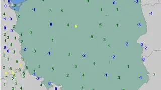 Temperatura w Polsce 8 maja o godzinie 5.00 (za wetteronline.de)