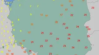 Temperatura w Polsce o godzinie 12 (wetteronline.de)