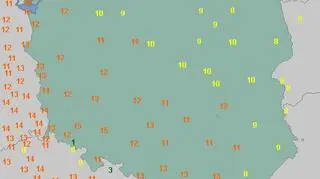 Temperatura w Polsce w sobotę o godzinie 12 (wetteronline.de)