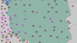 Temperatura w Polsce w środę 26 czerwca o godzinie 15.30 (wetteronline.de)