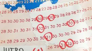 Temperatura w poniedziałek 13 lipca (model GFS/wetter3.de)