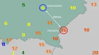 Temperatura w środę o godz. 12