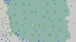 Temperatura w środę w Polsce o godzinie 6 (wetteronline.de)