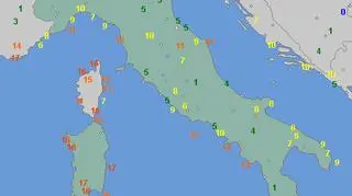 Temperatura we Włoszech o godzinie 0.30 25 grudnia 2019 roku (wetteronline.de)