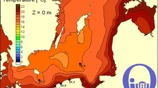 Temperatura wody w Bałtyku/Pracownia Dynamiki Morza, Instytut Oceanografii, UG