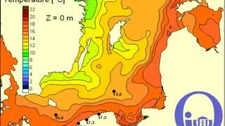 Temperatura wody w Bałtyku/Pracownia Dynamiki Morza, Instytut Oceanografii, UG