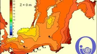 Temperatura wody w Bałtyku / Pracownia Dynamiki Morza, Instytut Oceanografii, Uniwerytet Gdański