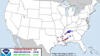 Tornada zarejestrowane 16 grudnia (NWS)