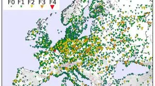 Trąby powietrzne w Europie odnotowane w latach 2000-2012