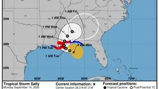 Trasa przebiegu burzy tropikalnej Sally (NHC, NOAA)