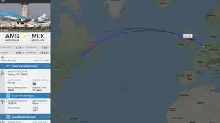 Trasa samolotu KLM (Flightradar)