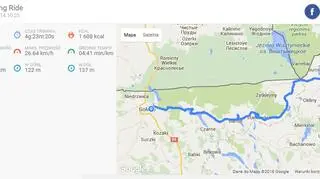 Trasa z Gołdapi do Wiżajn (endomondo)