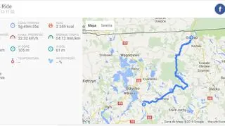 Trasa z Miłek do Gołdapi (endomondo)