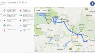 Trasa z Wiżajn do Puńska (endomondo)