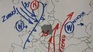 "Trzech rozgrywających na mapie pogodowej"