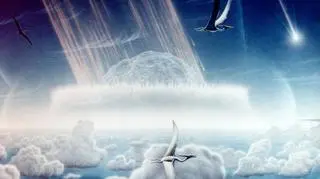 Uderzenie wielkiego asteroidy - wizja artystyczna (NASA/Donald E