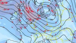 Układ wiatru nad Europą (niederschlagsradar.de)