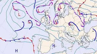 Układy baryczne w Europie (KNMI)