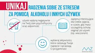 Unikaj radzenia sobie ze stresem za pomocą alkoholu i innych używek (Ministerstwo Zdrowia)