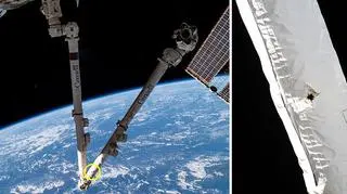Uszkodzona Międzynarodowa Stacja Kosmiczna (NASA/Canadian Space Agency)