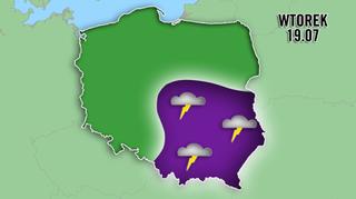 We wtorek burze szalały w centrum i na południowym-wschodzie