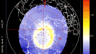 Wielkość i położenie zorzy polarnej (swpc.noaa.gov)