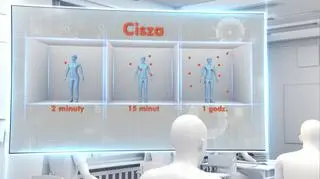 Wizualizacja rozprzestrzeniania się koronawirusa SARS-CoV-2 - zachowanie ciszy (TVN24)
