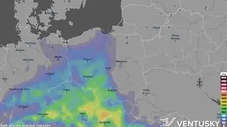 Wskaźnik CAPE z 23.04.18 z godz. 17.00 (ventusky.com)