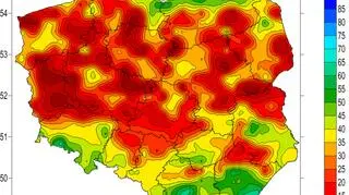 Wskaźnik wilgotności gleby 27 kwietnia, warstwa 0-7 centymetrów (stopsuszy.imgw.pl)