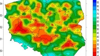 Wskaźnik wilgotności gleby 8 kwietnia, warstwa 7-28 centymetrów (stopsuszy.imgw.pl)