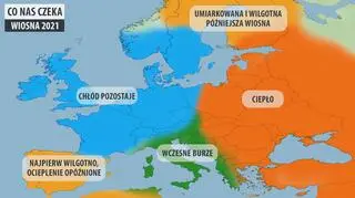 Wstępna prognoza pogody meteorologów AccuWeather na wiosnę w Europie