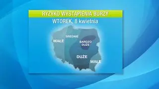 Wtorek 8 kwietnia zapowiada się burzowo