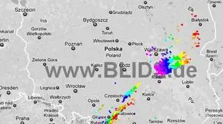 Wyładowania atmosferyczne między godz. 15.00 a 17.00 / blids.de