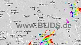 Wyładowania atmosferyczne między godz. 16.30 a 18.30  / blids.de