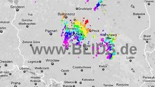 Wyładowania atmosferyczne między godz. 7:15 a 9:15 / blids.de