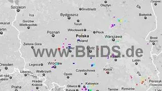 Wyładowania atmosferyczne na terenie Polski  14.45-16.45