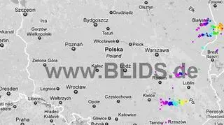 Wyładowania atmosferyczne nad Polską od 17.45 do 19.45