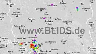 Wyładowania atmosferyczne nad Polską od 18.45 do 20.45