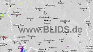 Wyładowania atmosferyczne nad Polską w godz. 17.00 - 19.00