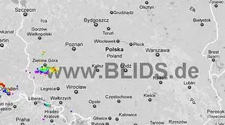 Wyładowania atmosferyczne nad Polską w godz. 18.45 - 20.45